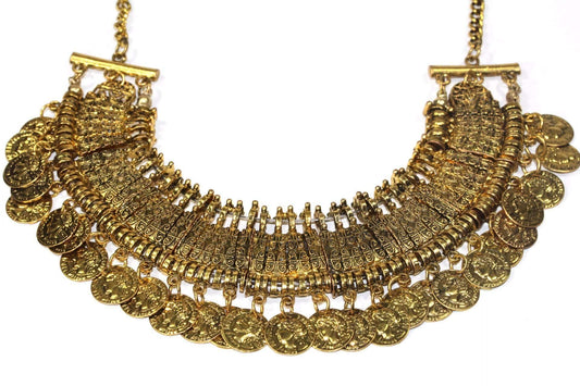 Tribal Style Coin Statement Necklace