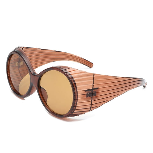 Radiant - Oversized Round Wrap-Around Fashion Women's Sunglasses