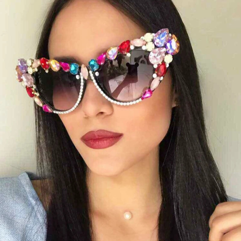 Hand designed bejeweled sunglasses