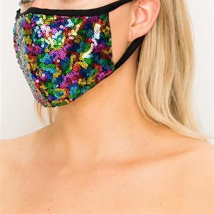 FASHION MASK 101-FL6-MULTI-SW315-sequin double layer contoured face