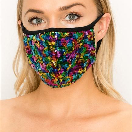 FASHION MASK 101-FL6-MULTI-SW315-sequin double layer contoured face